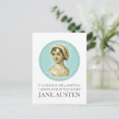 Jane Austen Portrait und Zitat zum Lesen Postkarte (Stehend Vorderseite)