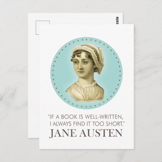 Jane Austen Portrait und Zitat zum Lesen Postkarte (Vorne/Hinten)