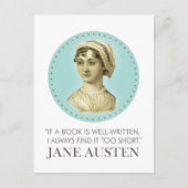 Jane Austen Portrait und Zitat zum Lesen Postkarte (Vorderseite)