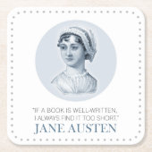 Jane Austen Portrait und Zitat zum Lesen Rechteckiger Pappuntersetzer (Vorderseite)