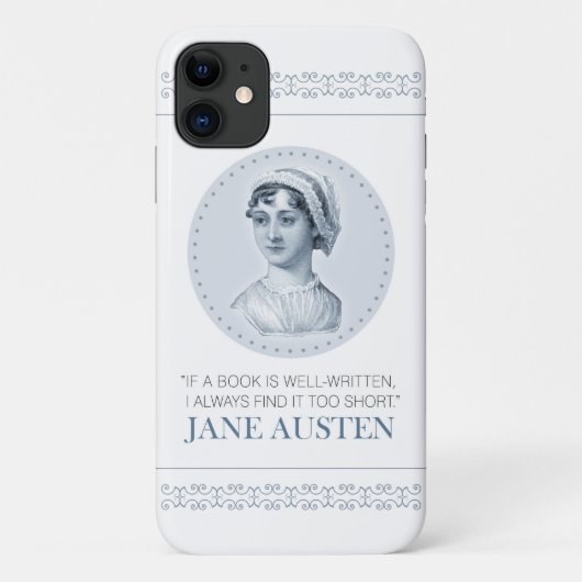 Jane Austen Portrait und Zitat zum Lesen von Case (Rückseite)