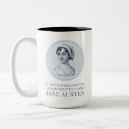 Jane Austen Portrait und Zitat zum Lesen Zweifarbige Tasse