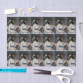 Jane Austen portrait with bird head Seidenpapier (Handwerk)