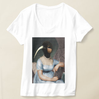 Jane-Austen-Porträt mit Vogelkopf T-Shirt