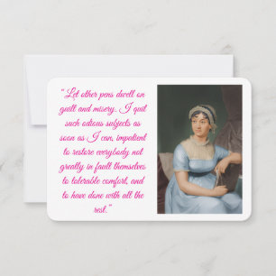 Jane-Austen-Porträt plus Zitat (rosa) Faltekarte RSVP Karte