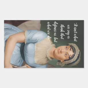 Jane-Austen-Porträt und Zitat Rechteckiger Aufkleber