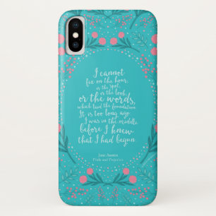 Jane Austen Pride and Prejudice Aquamarin & Pink F Case-Mate iPhone Hülle