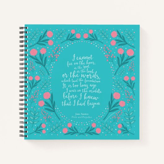 Jane Austen Pride and Prejudice Aquamarin & Pink F Notizblock (Vorderseite)