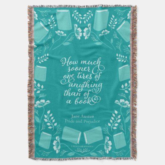 Jane Austen Pride & Prejudice Aquamarin Floral Boo Decke (Vorderseite Vertikal)