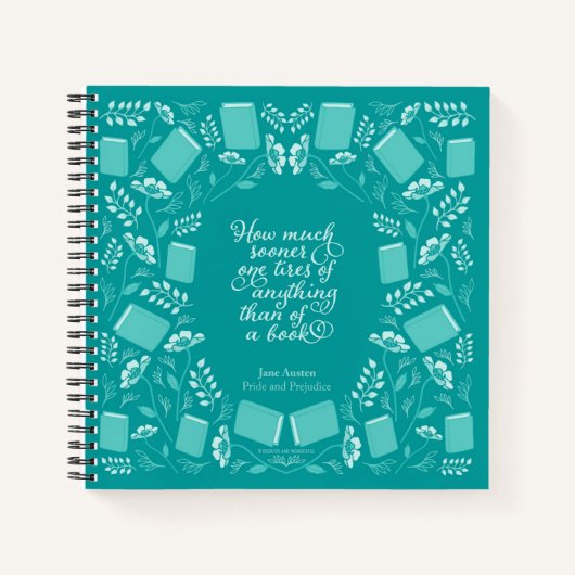 Jane Austen Pride & Prejudice Aquamarin Floral Boo Notizblock (Vorderseite)