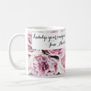 Jane Austen Pride & Prejudice Buch Zitat Rose Kaffeetasse