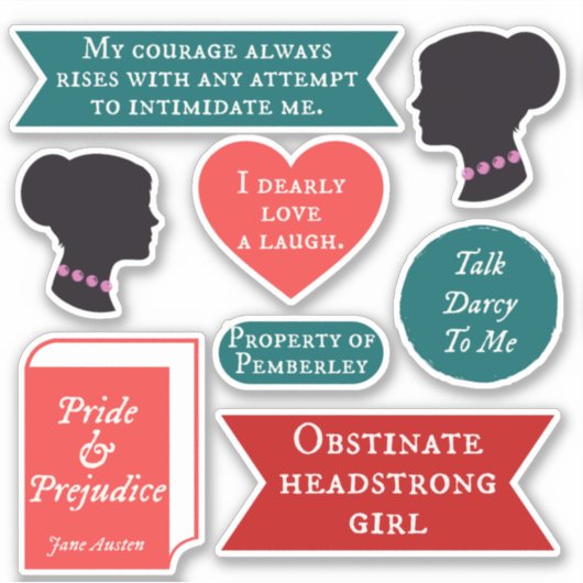 Jane Austen Pride & Prejudice Quotes Girl Power Aufkleber (Vorderseite)