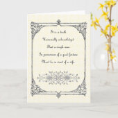 Jane Austen Pride und Prejudice First Line Zitat Karte (Gelbe Blume)