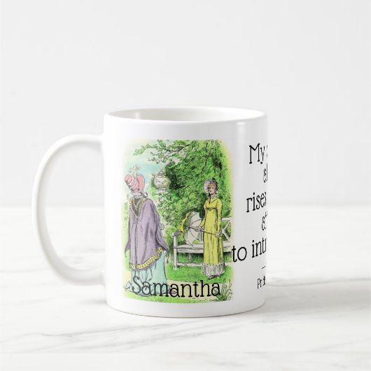Jane Austen Pride und Prejudice Funny Book Zitat Kaffeetasse (Links)