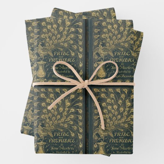 Jane Austen Pride und Prejudice Pfauenbuchdeckung Geschenkpapier Set (Beispiel)