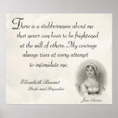 Jane Austen Pride und Prejudice Stubborness Zitat Poster (Vorne)
