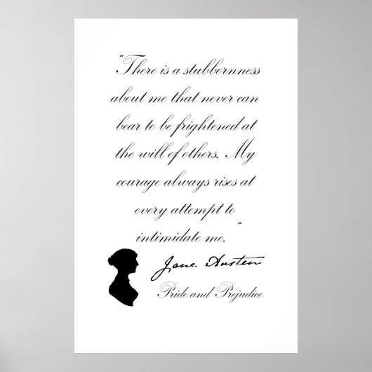 Jane Austen Pride und Prejudice Zitat Poster (Vorne)