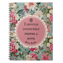 Jane Austen Quote Notebook "Prefer a Book" 