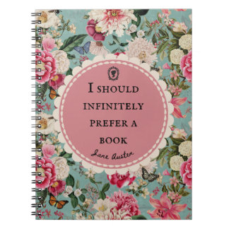 Jane Austen Quote Notebook "Prefer a Book"  Notizblock