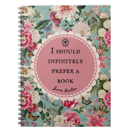 Jane Austen Quote Notebook "Prefer a Book" Notizblock (Vorderseite)