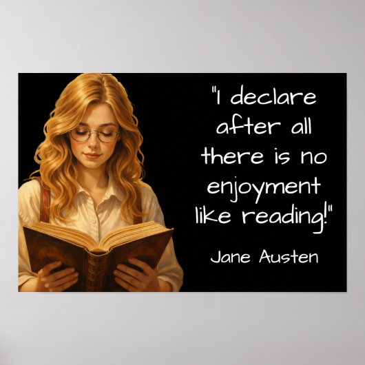 Jane Austen Reading quote Poster (Vorne)