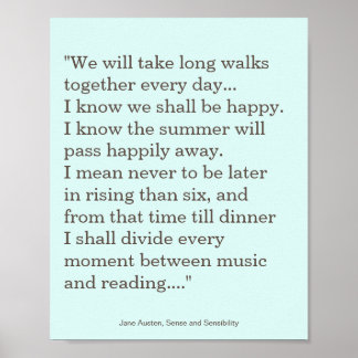 Jane Austen Reading und Musik zitieren Poster