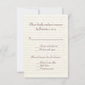 Jane Austen Regency Wedding RSVP Card (Rückseite)