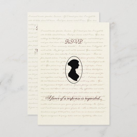Jane Austen Regency Wedding RSVP Card (Vorne/Hinten)