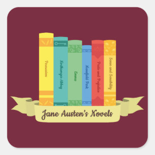 Jane Austen Romane III Quadratischer Aufkleber