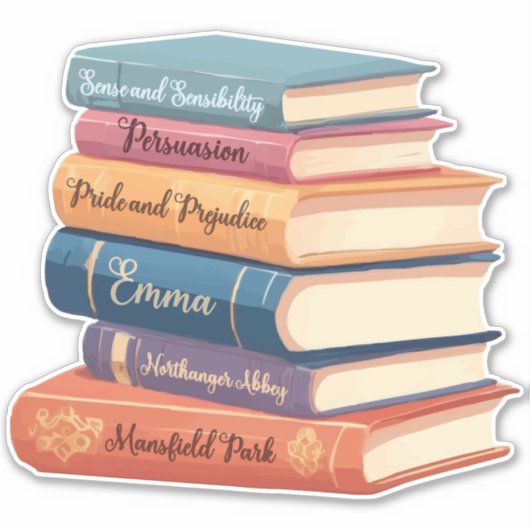 Jane Austen Romane VII Aufkleber (Vorderseite)