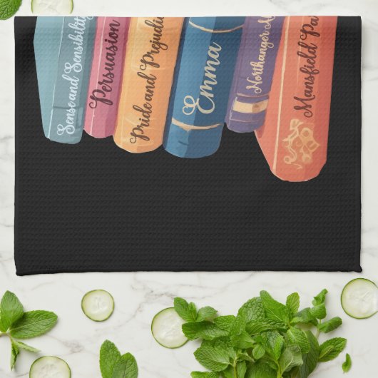 Jane Austen Romane VII Geschirrtuch (Gefaltet)