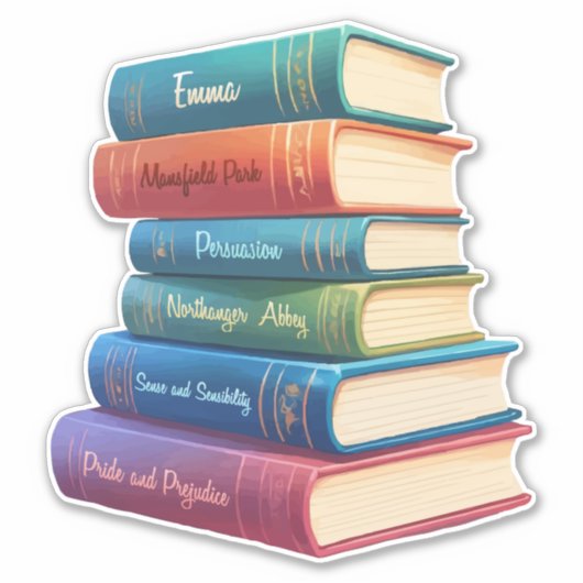 Jane Austen Romane VIII Aufkleber (Vorderseite)