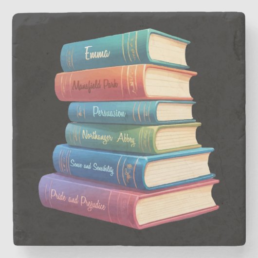 Jane Austen Romane VIII Steinuntersetzer (Vorderseite)