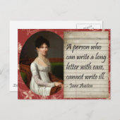 Jane Austen schreibt Inspiriertes Design Postkarte (Vorne/Hinten)