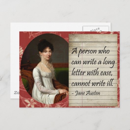 Jane Austen schreibt Inspiriertes Design Postkarte (Vorne/Hinten)