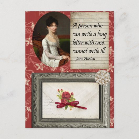 Jane Austen schreibt Inspiriertes Design Postkarte (Vorderseite)