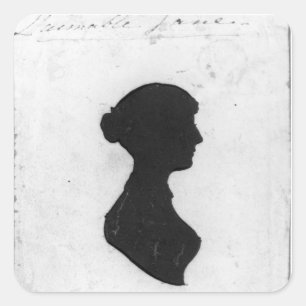 Jane-Austen-Silhouette-Hintergrundaufkleber Quadratischer Aufkleber