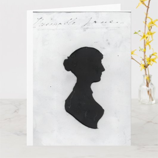 Jane Austen Silhouette Karte (Gelbe Blume)