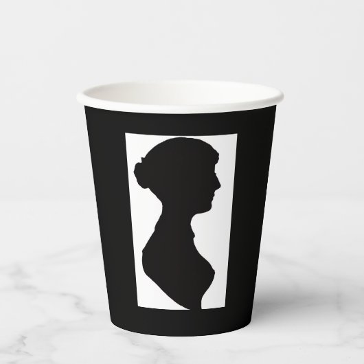 Jane Austen Silhouette Pappbecher (Vorderseite)