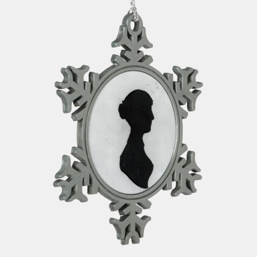 Jane Austen Silhouette Schneeflocken Zinn-Ornament (Links)