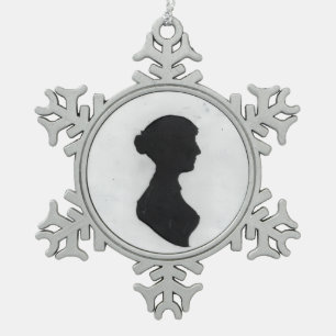 Jane-Austen-Silhouette Schneeflocken Zinn-Ornament