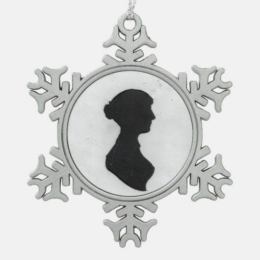Jane Austen Silhouette Schneeflocken Zinn-Ornament (Vorderseite)