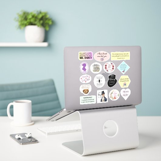 Jane Austen Stickers Aufkleber (Laptop auf Schreibtisch)