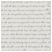 Jane Austen Text Schwarz auf antikes weißes Stoff (Nahaufnahme)