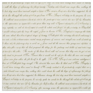 Jane-Austen-Text Schwarz auf Antique-Cream-Stoff Stoff