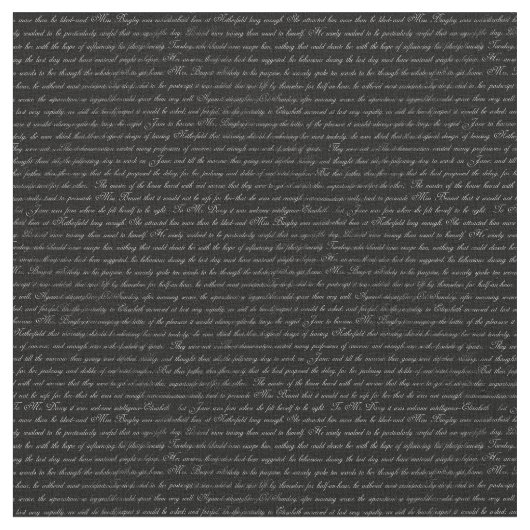 Jane Austen-Text-Schwarzweiss-Gewebe Stoff (Nahaufnahme)