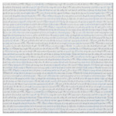 Jane Austen-Text-weißes blaues Gewebe Stoff (Nahaufnahme)