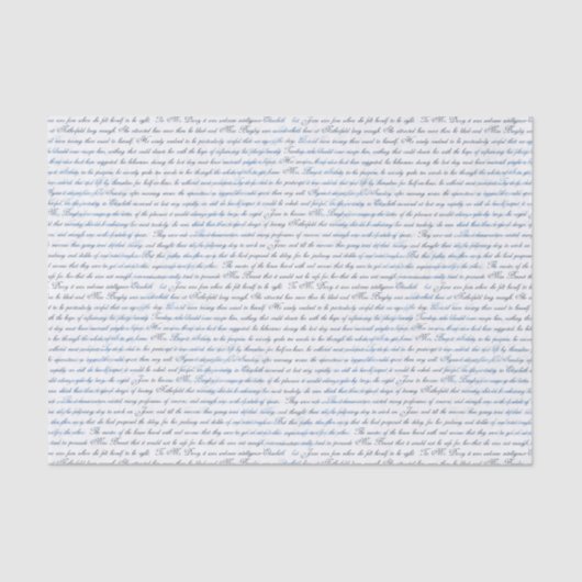 Jane Austen-Text-weißes blaues Seidenpapier (Vorderseite)