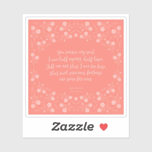 Jane Austen Überredung Blumenschreiben Liebe Zitat Aufkleber (Blatt)