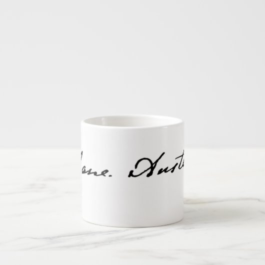 Jane Austen-Unterzeichnung Espressotasse (Vorderseite)